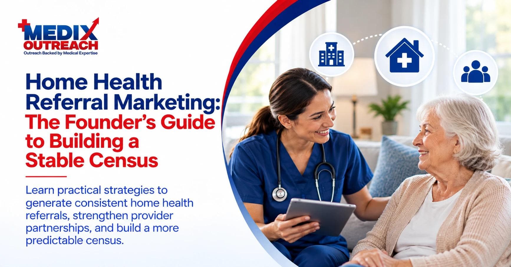 A home health nurse smiling with an elderly woman during a home visit.